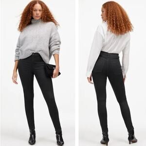 Madewell 10" High-Rise Skinny Jeans Black Denim Clean Hem - Size 27